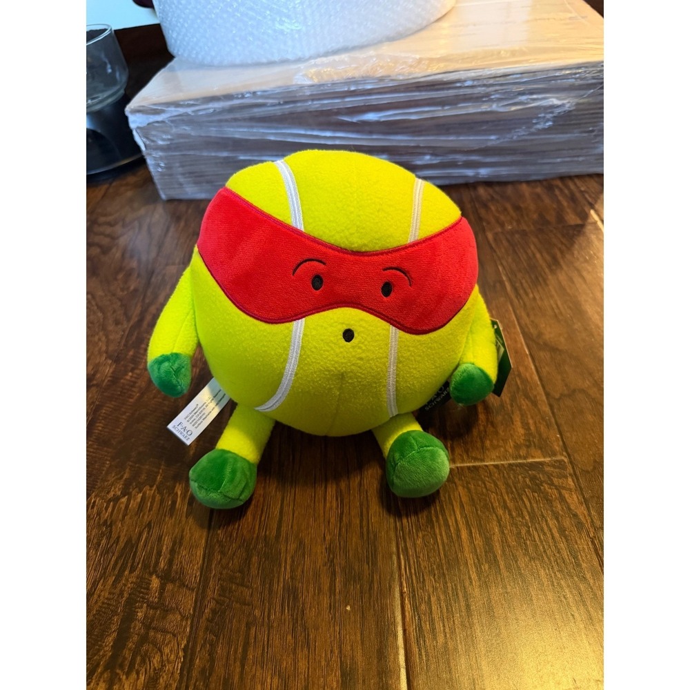 FAO Schwarz Heroes of the Game Tennis Ball Superhero Plush Red Cape Mask Neon